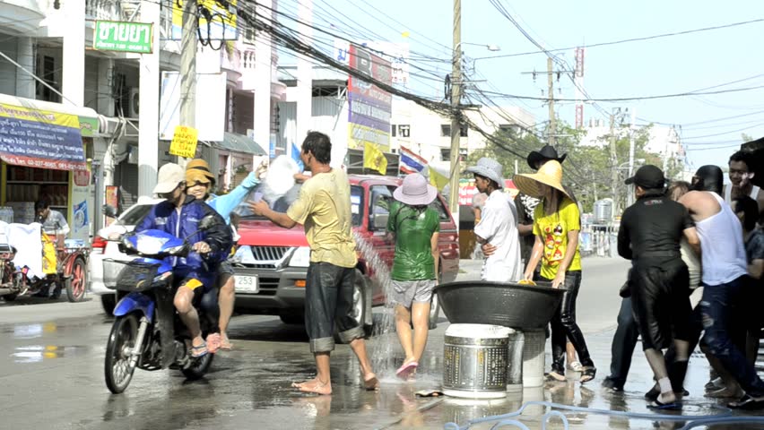 BANGKOK - APRIL 13: Young Thai adults enjoying the Songkran festivities,