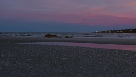 Colorful Sunset On Beach In Gloucester, Massachusetts, MA