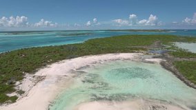 Aerial view of uninhabited Bahamas islands