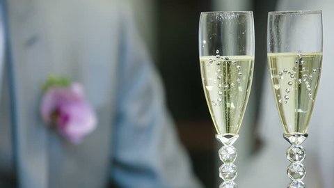 Champagne Glasses At Wedding Reception Stock Video