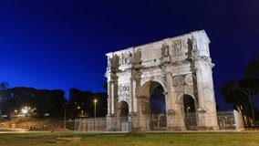 Triumphal Arch of Constantine Rome, Italy timelapse.