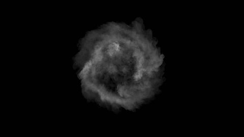 Smoke in circular motion / Twisting smoke. Separated on pure black background, contains alpha channel.