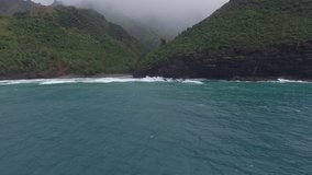 Hanakapi’ai Beach and Aerial Videography of Kalalau Trail,  Kauai, Hawaii , Wet Season, Valley Shots
