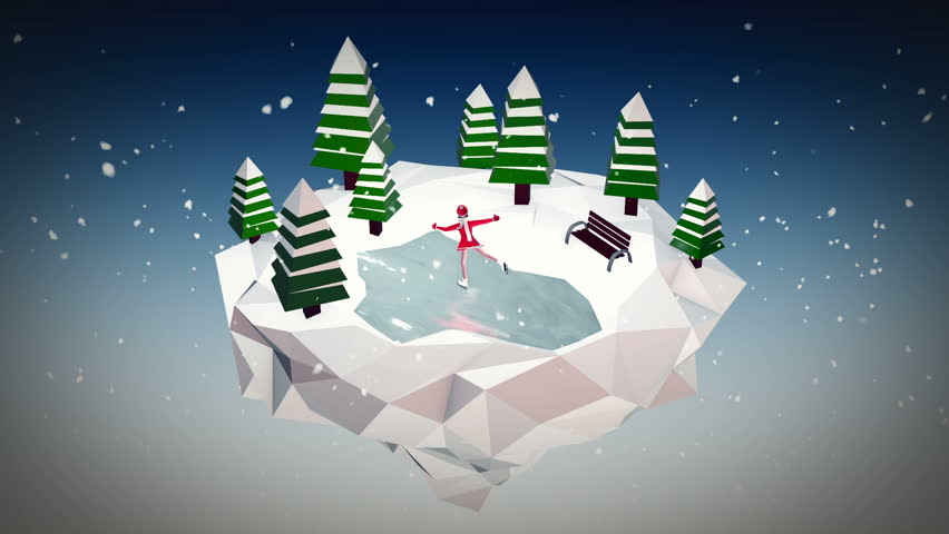 Girl skating in park. Loop animation.