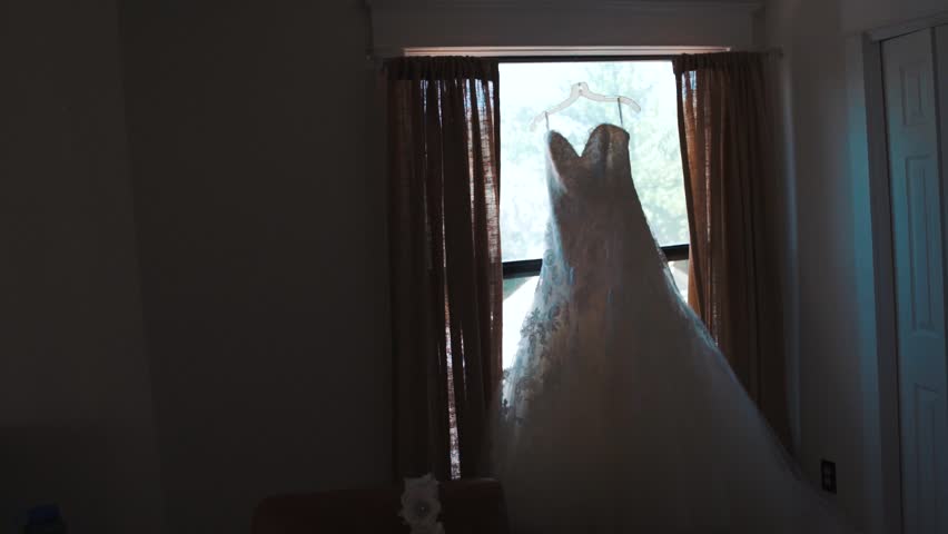 Wedding dress hanging up before wedding | Shutterstock HD Video #21687103