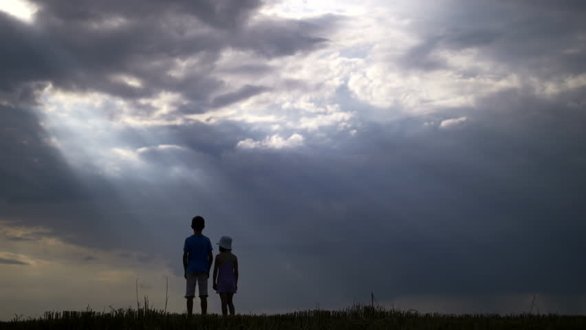 Silhouette Boy With Girl Holding Stock Footage Video 100 Royalty Free Shutterstock