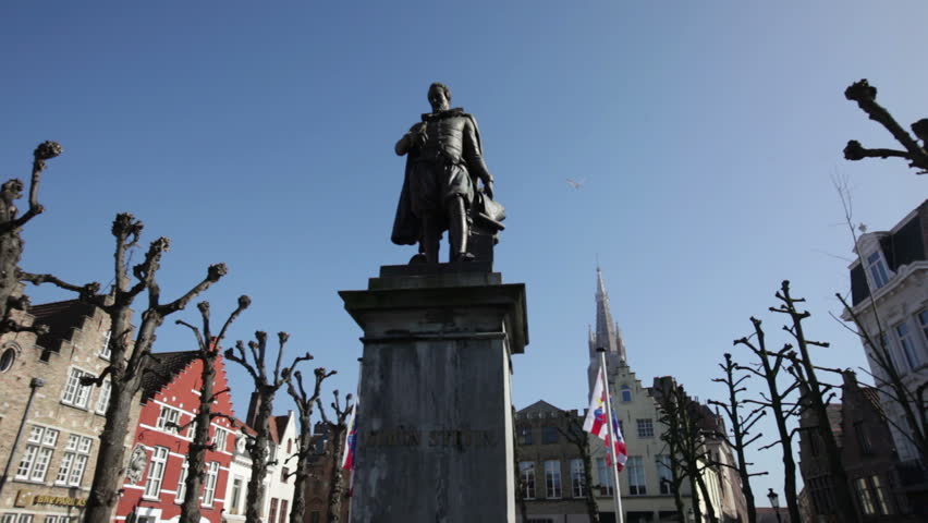 Bruges Belgium Simon Stevin Square centered