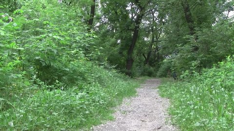 Teenage girl running in woods