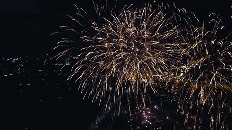 Night-time aerial shot of the Fireworks