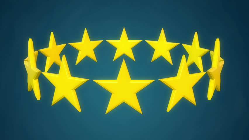 Golden ring of stars rotate and spin. 3D render footage in 4k. Alpha matte channel included.