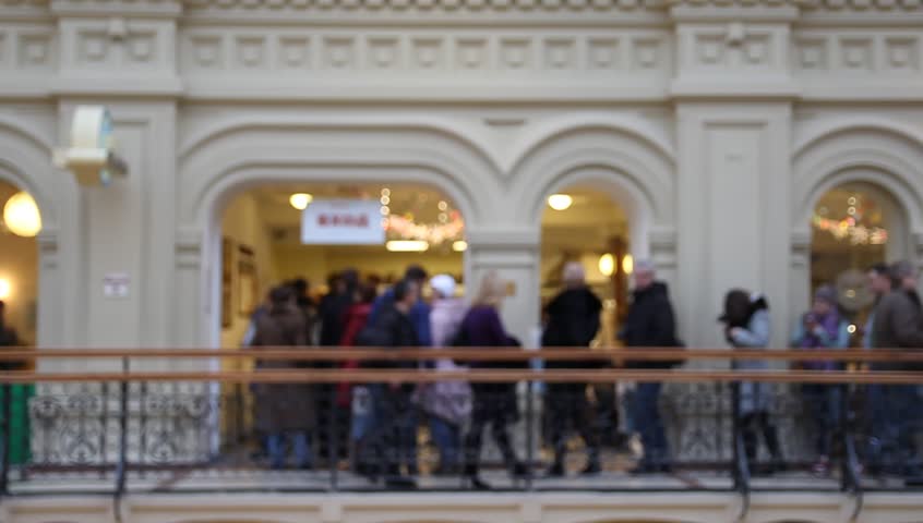 top view people in shopping Mall, blurred, choosing gifts for Christmas and new year rush