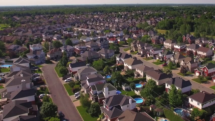 aerial view residential neighbourhood suburbs montreal Stock Footage ...