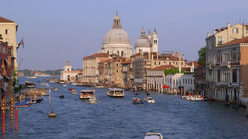 Basilica Di Santa Maria Della Salute & Boats; Grand Canal Venice Italy