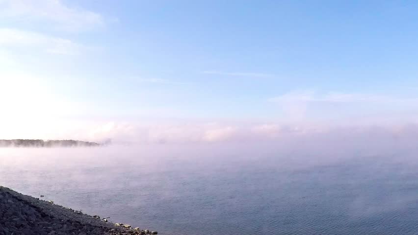 Morning fog on the lake.