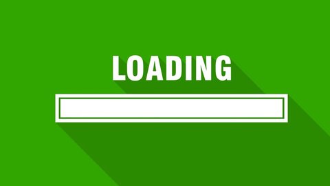 Loading bar animation on green screen, white status bar animated, loading interface with motion graphics and long shadows 4k video 30fps