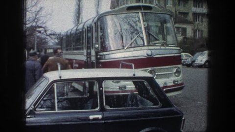 ZURICH SWITZERLAND 1976: getting on tour bus watching to ice hockey match