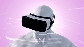 Animation of human with VR Headset at abstract space with particles and data. Virtual reality and technological industry. Animation of seamless loop. - Powered by Shutterstock - Get 15% off with code: PIKWIZARD15