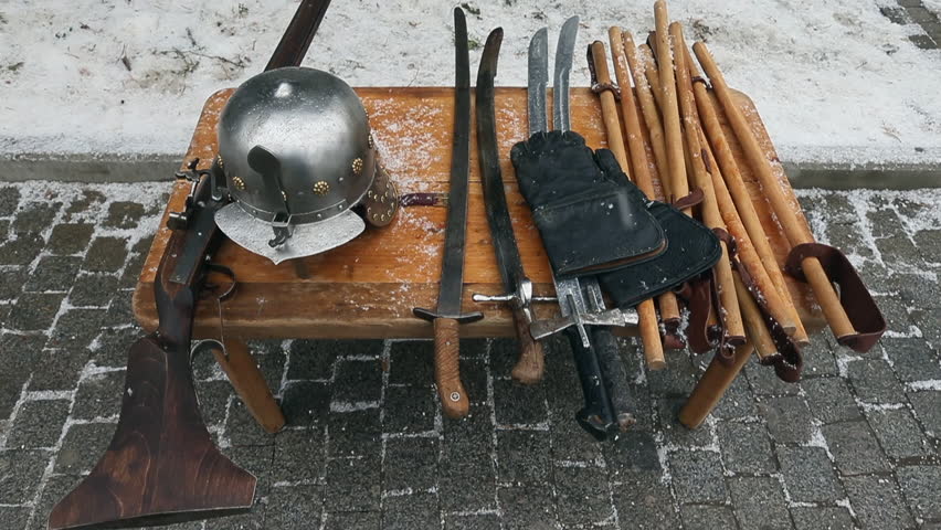 Set of an old sabers an? musket