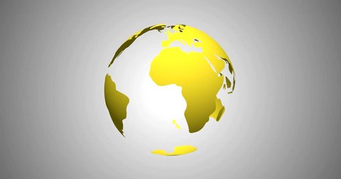 Planet Earth Globe Modern News Background Seamless 3D Rendered Vector Animation in Gold Yellow