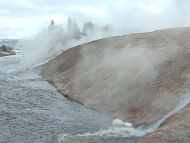 Steam rising over Yellowstone River