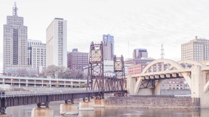 Medium Shot of Shadows Casting over St Paul Skyline 4K UHD Timelapse