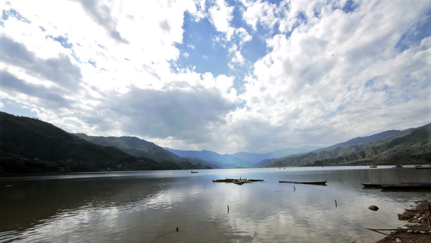 Nepal, Pokhara. time lapse of  fewa Lake.