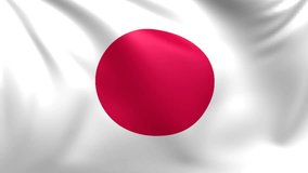 Flag of Japan. Seamless looped video, footage