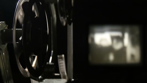  view of an old-fashioned antique 16 mm film projector