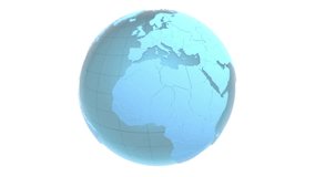 World globe blue with borders. Seamless loop
