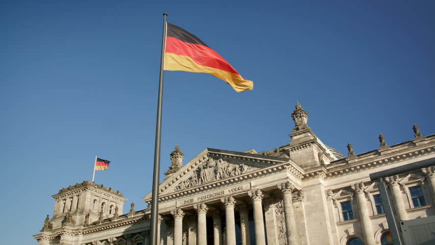 German Flag at the Reichstag, Berlin, Germany, Royalty-Free Stock Footage #21767143