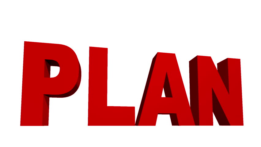 Rendered image showing the crumbling and disruption of the word PLAN in red