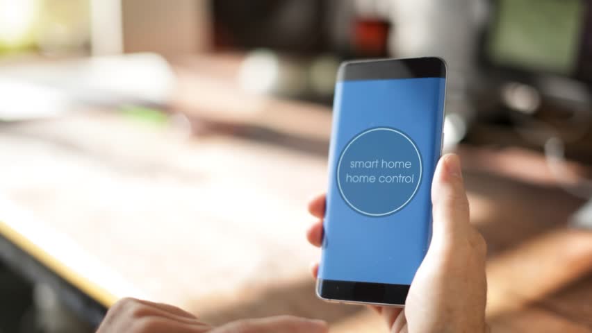 Smart Home Device - House automation home Control concept on a smartphone with smarthome app Royalty-Free Stock Footage #21770437
