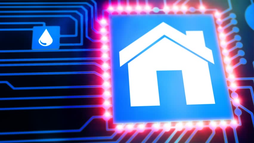 Smart home icon on motherboard, smarthome house automation remote control concept. Royalty-Free Stock Footage #21770443