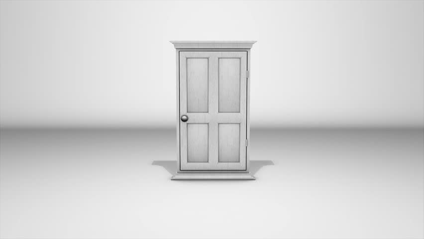 Conceptual animation, white door with flower inside, green screen included.

