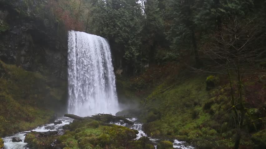 Pacific Northwest waterfall in fall, with audio. Upper Bridal Veil Falls in the Columbia River Gorge, with sound.