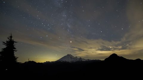 Stars move over Mount Baker