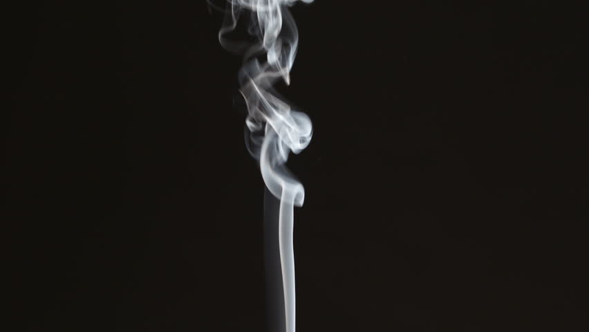 Smoking / No Smoking Streaming Thin Smoke Stream On Black Stock Footage Video (100% Royalty-free