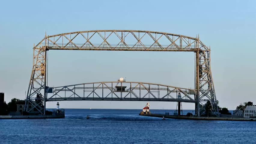 duluth minnesota historic aerial lift bridge Stock Footage Video (100% ...