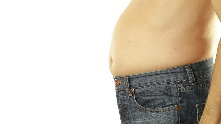 Overweight Man Closeup of Belly Stock Footage Video (100% 