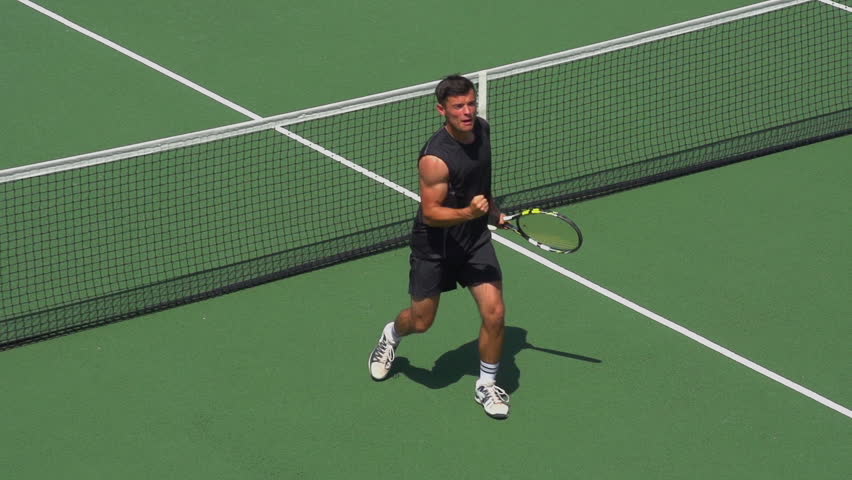 Tennis Player Volleys Close to Stock Footage Video (100% Royalty-free