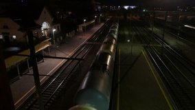 Train station at night. 4K UHD native video