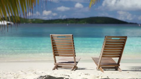 Beach chairs at Salomon Bay, St John, United States Virgin Islands 