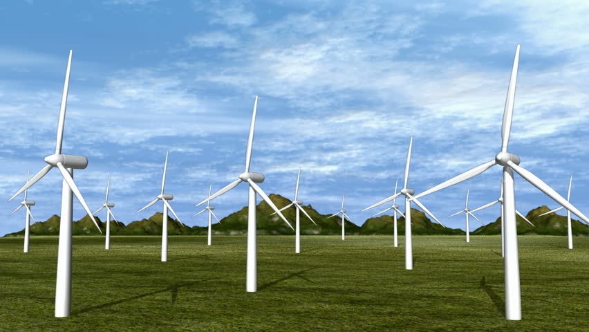Wind turbine farm. HD 1080.