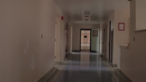 Walk through abandoned hospital hallway