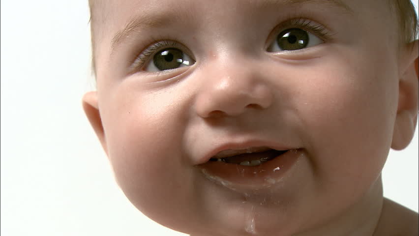 Closeup of baby boy drooling