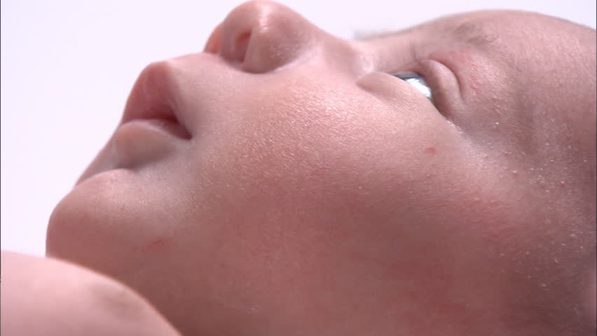 Closeup of newborn baby's face, left side 2