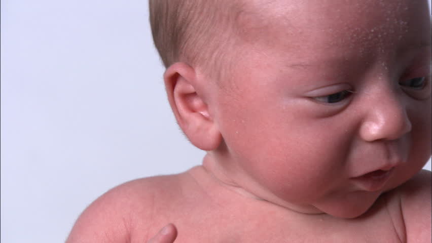 Closeup of newborn crying