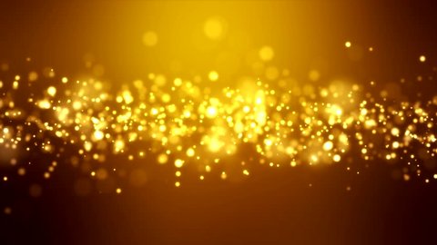 Video animation of christmas golden light shine particles bokeh over golden background - holiday concept