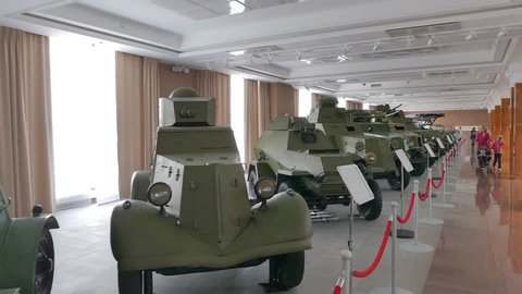 Vintage armored cars Pyshma, Ekaterinburg, Russia - August 16, 2015 Museum of military equipment 'Battle Glory of the Urals'.