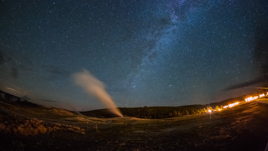 Old Faithful Yellowstone National Park Night Stars